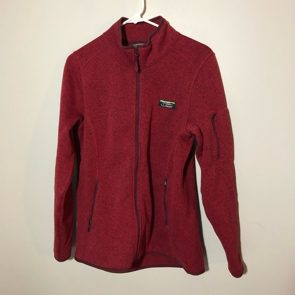 L.L.Bean Sweater Fleece Full-Zip Jacket womens L Heather red 504888 gorpcore